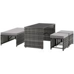 2-in-1 rotan loungeset Monopoli, bank en zitgroep - grijs, Tuin en Terras, Tuinsets en Loungesets, Verzenden, Nieuw