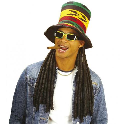 Reggae hoed met dreadlocks - Feesthoeden overig, Hobby en Vrije tijd, Feestartikelen, Ophalen of Verzenden