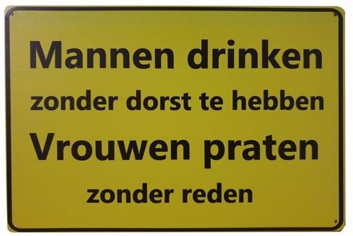 Mannen drinken vrouwen praten reclamebord, Verzamelen, Merken en Reclamevoorwerpen, Nieuw, Ophalen of Verzenden
