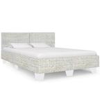vidaXL Bedframe natuurlijk rattan grijs 140x200 cm, Overige materialen, Verzenden, 140 cm, 200 cm