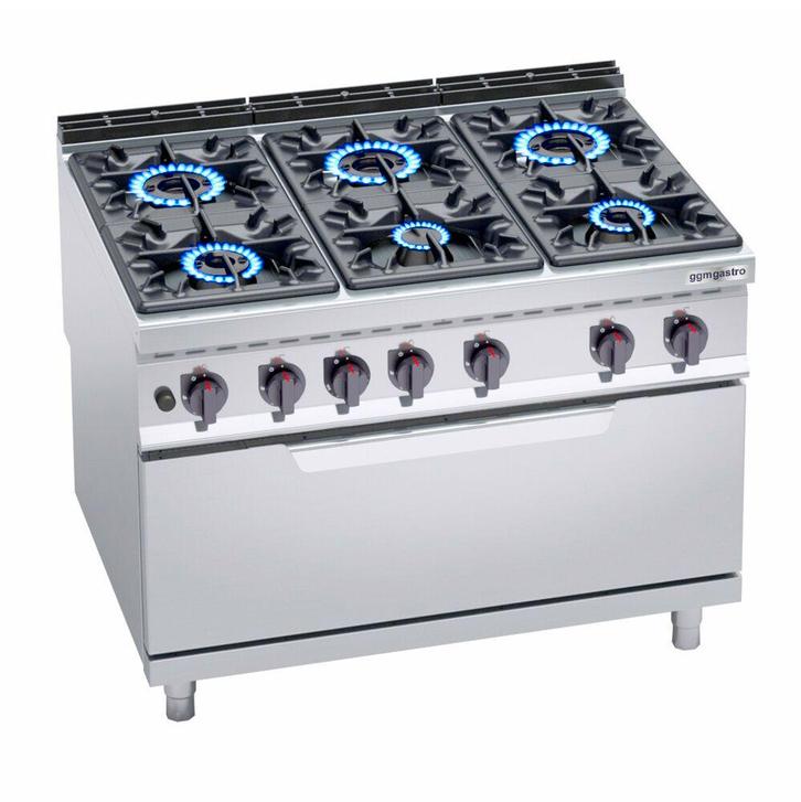 GGM Gastro | Gasfornuis - 53,5 kW - 6 branders - incl. |, Witgoed en Apparatuur, Fornuizen, Inbouw, Verzenden