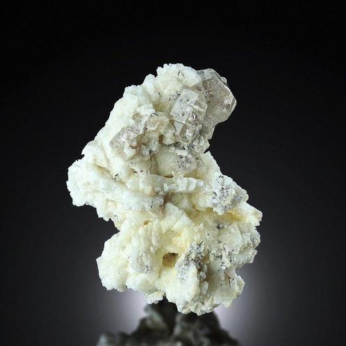 Zeer mooie TOPAZ met TOURMALINE-inslag op CLEAVELANDITE, Verzamelen, Mineralen en Fossielen