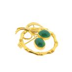 22 Krt. Gouden broche met chrysopraas | Exclusief/Vintage, Sieraden, Tassen en Uiterlijk, Gebruikt, Overige kleuren, Ophalen of Verzenden