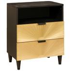 vidaXL Nachtkastje Zwart en Goud 50 x 33 x 60 cm massief, Huis en Inrichting, Slaapkamer | Nachtkastjes, Minder dan 45 cm, Verzenden