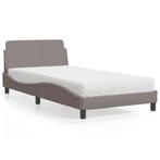 vidaXL Bed met matras Dover stof taupe 100x200 cm, 100 cm, Eenpersoons, Verzenden, Nieuw