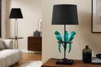 Design tafellamp WILDLIFE 75cm zwart turquoise ronde, Huis en Inrichting, Lampen | Tafellampen, Ophalen of Verzenden, Nieuw