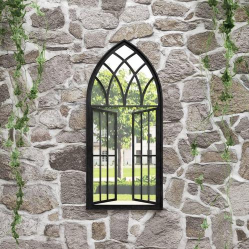 vidaXL Tuinspiegel 100x45 cm ijzer zwart, Huis en Inrichting, Woonaccessoires | Spiegels, Nieuw, Verzenden