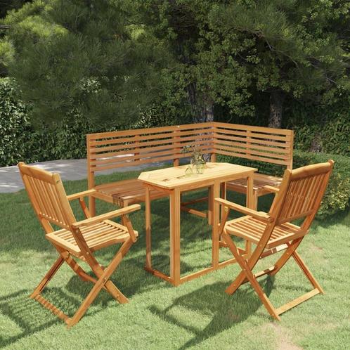 vidaXL 4-delige Bistroset massief acaciahout, Tuin en Terras, Tuinsets en Loungesets, Nieuw, 4 zitplaatsen, Hardhout, Verzenden