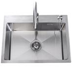 Spoelbak + keukenkraan | Gootsteen | RVS | 59x44cm | Zilver, Huis en Inrichting, Verzenden, Nieuw