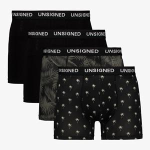 Unsigned heren boxershorts 4 pack zwart met print maat XL