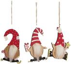 Hanger gnome wood Santa 13x8.5x0.5 cm set van 3 stuks, Ophalen of Verzenden, Nieuw