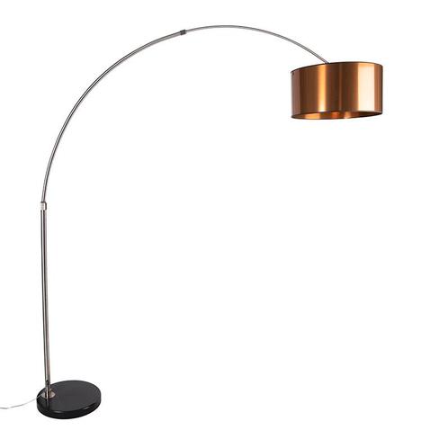 Booglamp staal kap koper 50 cm - XXL, Huis en Inrichting, Lampen | Vloerlampen, Nieuw, Overige materialen, 200 cm of meer