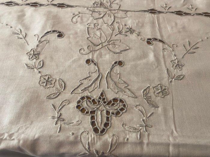 Tafelkleed - 252 cm - 158 cm - Tafelkleed van gemengd linnen, Antiek en Kunst, Antiek | Kleden en Textiel