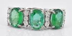 Zonder Minimumprijs - Ring Witgoud -  3.88 tw. Smaragd -, Sieraden, Tassen en Uiterlijk, Antieke sieraden