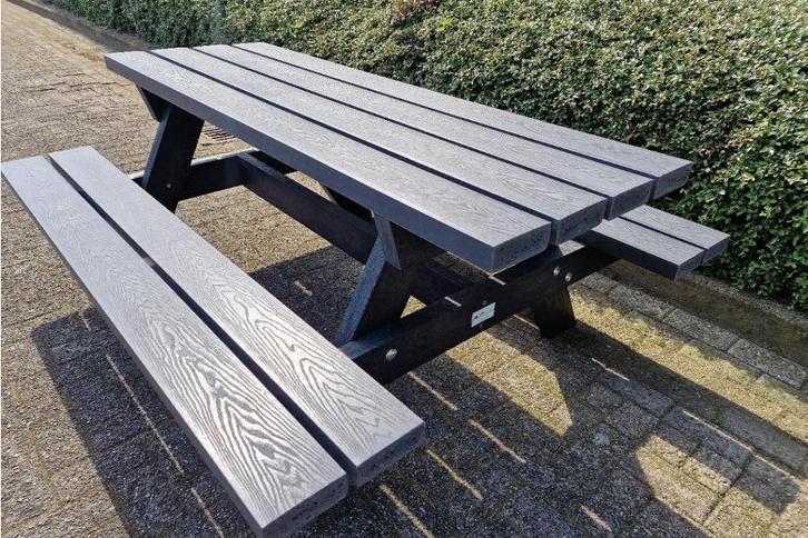 Rockwood® Picknicktafel Woodblend Antraciet - Zwaar, Tuin en Terras, Picknicktafels, Nieuw, Hout, Rechthoekig, Ophalen of Verzenden