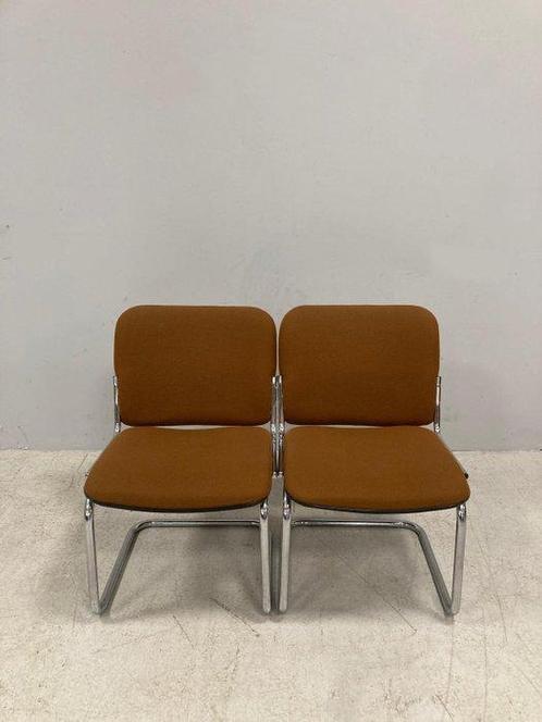 Fauteuil - Textiel - Set van twee fauteuils - Chroom en stof, Antiek en Kunst, Kunst | Designobjecten