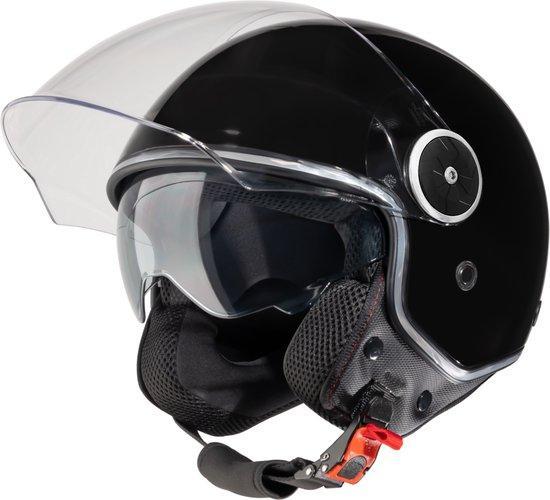VINZ Tobia Jethelm met Zonnevizier | Scooterhelm & Motorhelm, Fietsen en Brommers, Fietsaccessoires | Fietshelmen, Nieuw, Verzenden