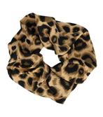 Scrunchie Haarelastiek Panter Print 12cm Zwart Beige, Nieuw