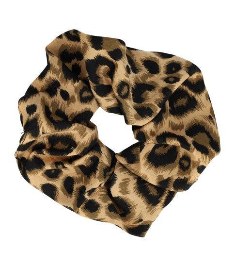 Scrunchie Haarelastiek Panter Print 12cm Zwart Beige, Sieraden, Tassen en Uiterlijk, Uiterlijk | Haarverzorging