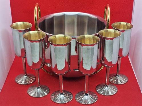 Champagne koeler (7) - Compleet met 6 fluiten - Zilveren en, Antiek en Kunst, Antiek | Meubels | Tafels