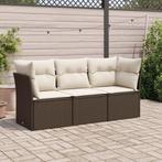 vidaXL 3-delige Loungeset met kussens poly rattan bruin, Verzenden, Nieuw, Rotan, Loungeset