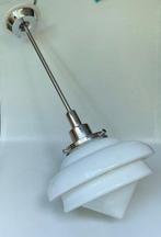 Plafondlamp - opaline glass nikkel pendant - Origineel, Antiek en Kunst, Antiek | Lampen