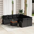 vidaXL Tuin Sofa Set 9 pcs Zwart Groot Rattan & Metaal, Verzenden, Nieuw, Rotan
