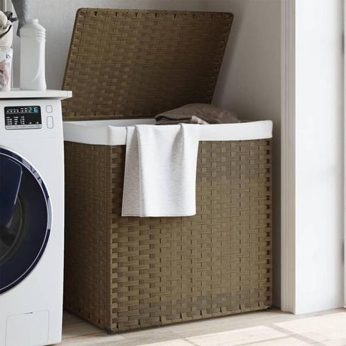 vidaXL Wasmand met 2 vakken 53x35x57 cm poly rattan, Tuin en Terras, Droogmolens en Wasrekken, Nieuw, Verzenden