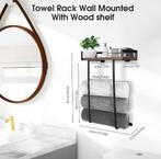 Badkamer Handdoekenrek Wand – Zwart met Opbergplank, Huis en Inrichting, Badkamer | Badkamermeubels, Verzenden, Nieuw