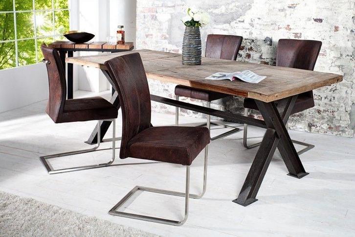 Sledestoel SAMSON donker koffie roestvrijstalen frame met, Huis en Inrichting, Stoelen, Ophalen of Verzenden