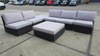 Showroommodel Manjavico hoek loungeset 7-delig zwart wicker, Tuin en Terras, Ophalen of Verzenden, Nieuw