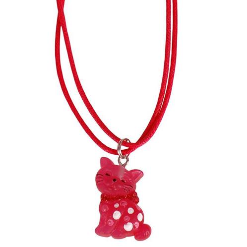 Kinderketting Rood met Poesje NIEUW, Sieraden, Tassen en Uiterlijk, Kettingen, Rood, Nieuw, Ophalen of Verzenden