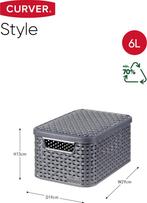 Curver Style Opbergmand met deksel S - 6 liter - Antraciet -, Ophalen of Verzenden, Nieuw
