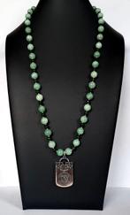 Jade nefriet en smaragd Halsketting – Glouton Taotie