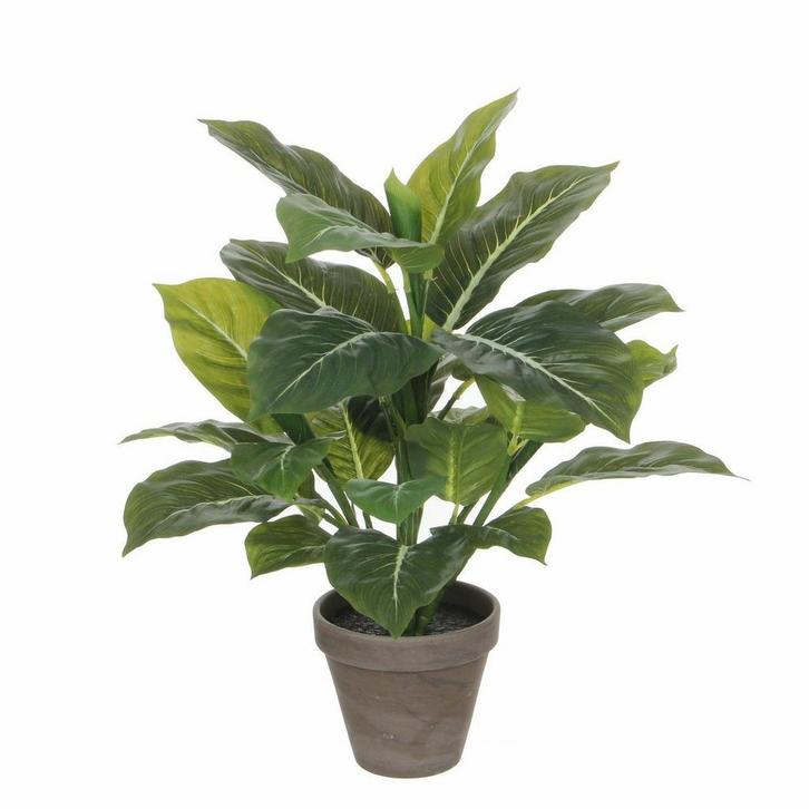 Groene Philodendron kunstplant 49 cm in grijze pot - Overi.., Huis en Inrichting, Kamerplanten, Ophalen of Verzenden