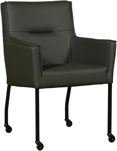 Donkergroene leren moderne eetkamerstoel - Toledo Leer Verde, Huis en Inrichting, Stoelen, Eén, Overige kleuren, Nieuw, Leer, Ophalen of Verzenden