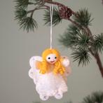 Hanger Vilt - Kerstengeltje Wit - Strass - 9x7cm - Fairtrade, Ophalen of Verzenden, Nieuw
