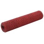 vidaXL Kippengaas 25x0,75 m staal met PVC coating rood, Tuin en Terras, Verzenden, Nieuw, IJzer, Minder dan 1 meter