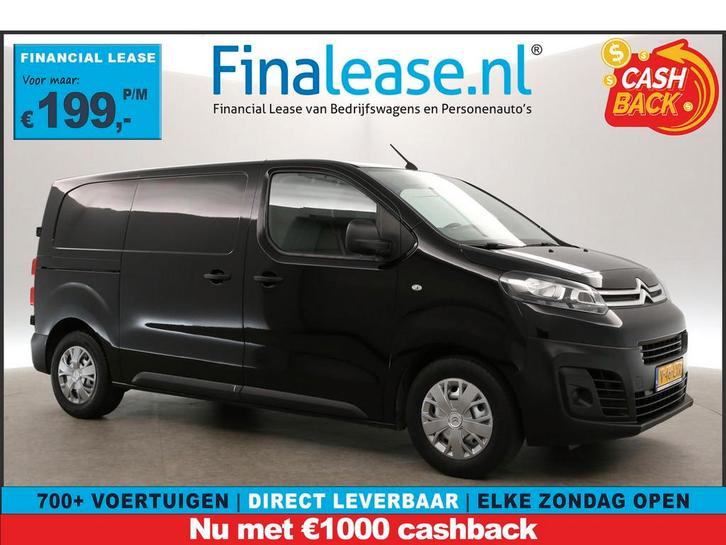Citroën Jumpy 1.6 BlueHDI L2H1 Airco Cruise PDC 3 Persoons, Auto's, Bestelauto's, Lease, Handgeschakeld, Diesel, Zwart, Citroën