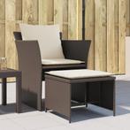 vidaXL Tuinstoel met voetenbank poly rattan bruin, Tuin en Terras, Tuinsets en Loungesets, Verzenden, Nieuw, Rotan