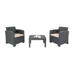 PP fauteuil en tafel rieten set | Grijs | 75,5(h) x 65,7(..., Verzenden, Nieuw in verpakking