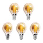 Bundel 5 stuks Filament bol lamp 4W Goud glas Dimbaar E14, Ophalen of Verzenden, Nieuw