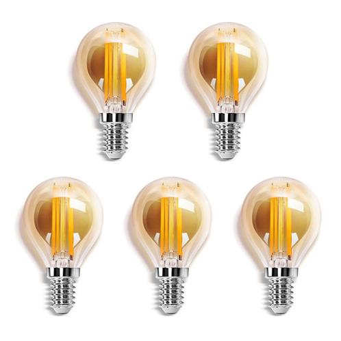 Bundel 5 stuks Filament bol lamp 4W Goud glas Dimbaar E14, Huis en Inrichting, Lampen | Losse lampen, Ophalen of Verzenden