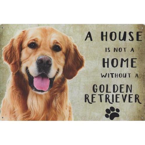 Wandbord - A House Is Not A Home Without A Golden Retriever, Dieren en Toebehoren, Honden-accessoires, Nieuw, Ophalen of Verzenden