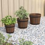 vidaXL Plantenbakset houten emmer 3-delig massief vurenhout, Minder dan 30 cm, Verzenden, Minder dan 60 cm, Nieuw