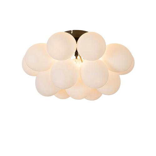 Art deco plafondlamp zwart met opaal glas 4-lichts - Uvas, Huis en Inrichting, Lampen | Plafondlampen, Nieuw, Glas