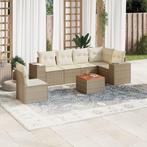 vidaXL 7-delige Loungeset met kussens poly rattan beige, Tuin en Terras, Tuinsets en Loungesets, Verzenden, Nieuw, Rotan, Loungeset