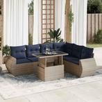 vidaXL 7-delige Loungeset met kussens poly rattan acacia, Tuin en Terras, Verzenden, Nieuw, Rotan, Loungeset