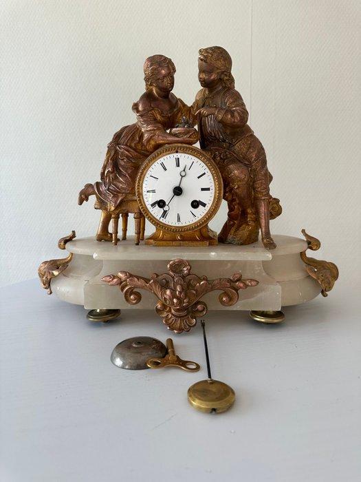 Figurale pendule - Antiek Brons, Albast, Zinklegering -, Antiek en Kunst, Antiek | Klokken