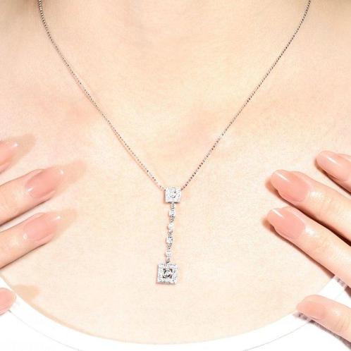 Halsketting - 18 karaat Witgoud - 0.30ct. tw. Diamant, Sieraden, Tassen en Uiterlijk, Kettingen